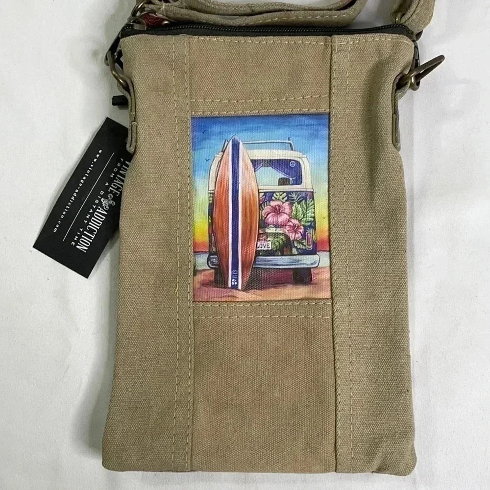NWT VW Themed Summer Lovin Recycled Military Tent Tote Crossbody - Picture 1 of 11